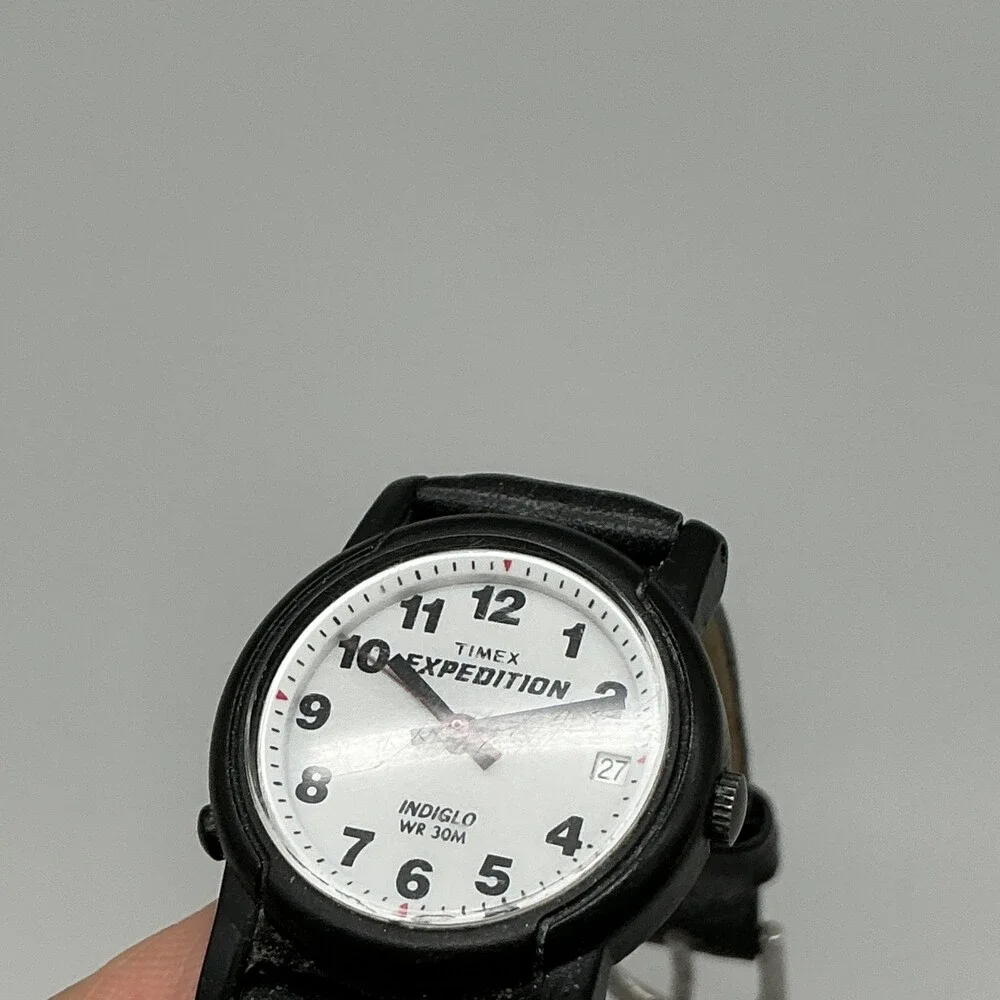Vtg1995 Timex Expedition Indiglo Womens Watch 25mm White Dial Date New Battery